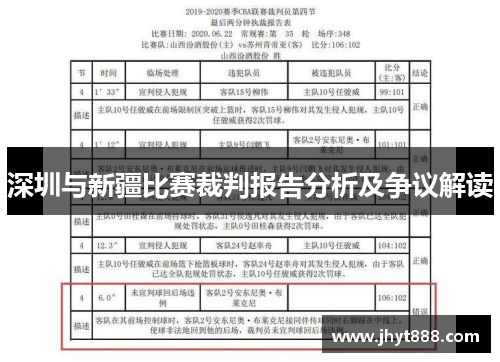 深圳与新疆比赛裁判报告分析及争议解读